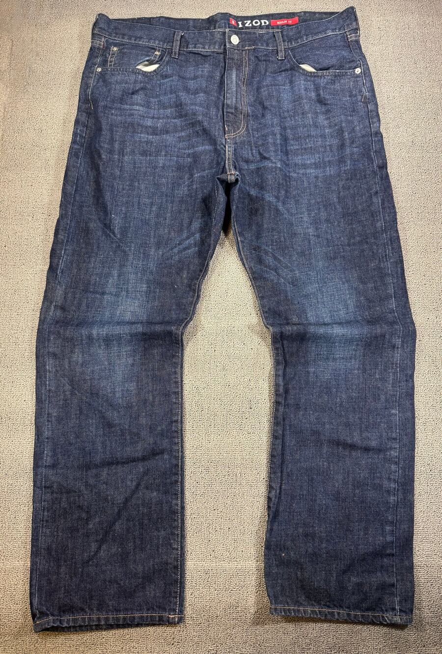 IZOD Men's 40x32 Regular Fit Jeans Dark Blue 100% Cotton Denim Straight Leg